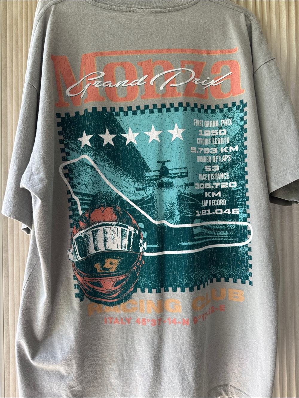 Grand Prix Graphic Tee in Gray and Teal